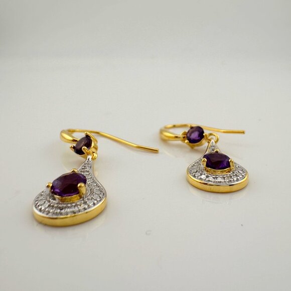 Pretty Teardrop Purple African Amethyst Earrings - Picture 8 of 16